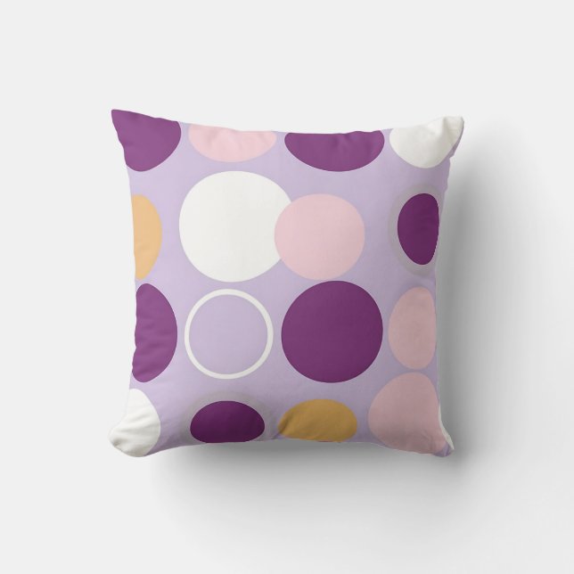 Coussin Cercles à pois motif rétro moderne (Recto)