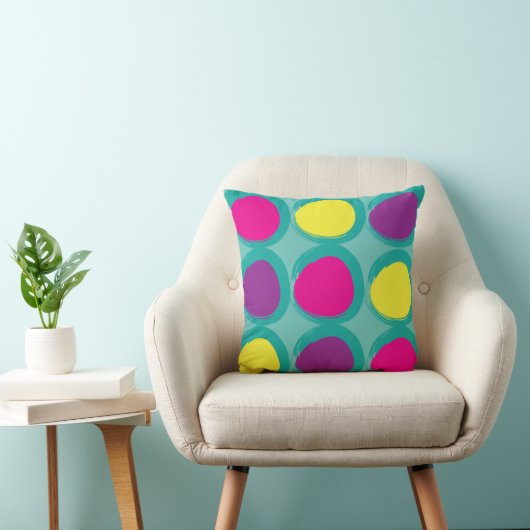 Coussin Cercles Abstraits Aquarelle (Chaise)