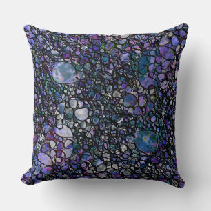 Coussin Cercles abstraits dessinés à la main, Bleu, Violet