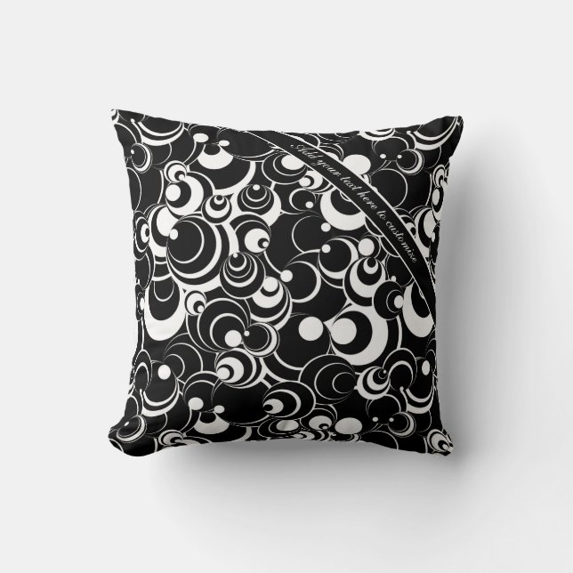 Coussin Cercles Abstraits noirs (Recto)