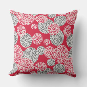 Coussin Cercles avec impression peau de léopard gris et ro