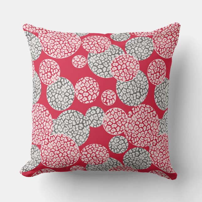 Coussin Cercles avec impression peau de léopard gris et ro (Recto)