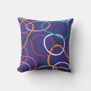 Coussin Cercles, bandes abstraites sans couture motif vint