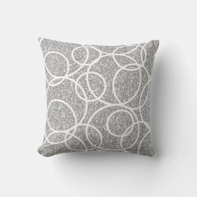 Coussin Cercles blancs géométriques Parties scintillant ar (Recto)