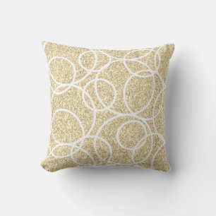 Coussin Cercles blancs géométriques Parties scintillant or