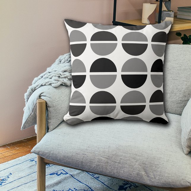 Coussin Cercles blancs gris-noir Pois Jouer l'oreiller (Créateur téléchargé)