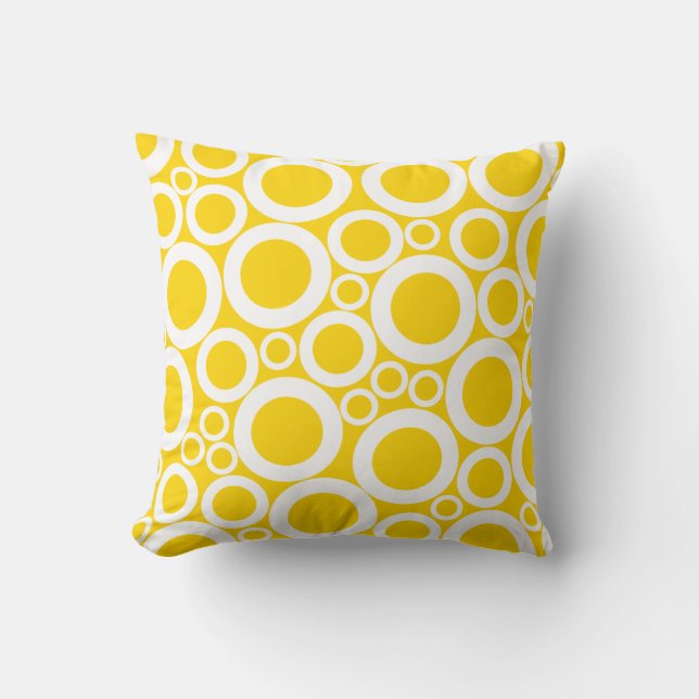 Coussin cercles blancs sur jaune (Recto)