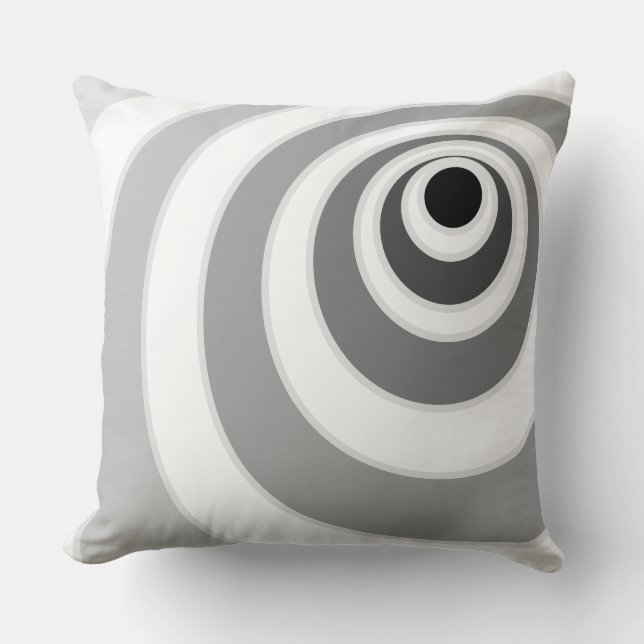 Coussin Cercles Chic Noir Argent et Blanc Concentré (Recto)