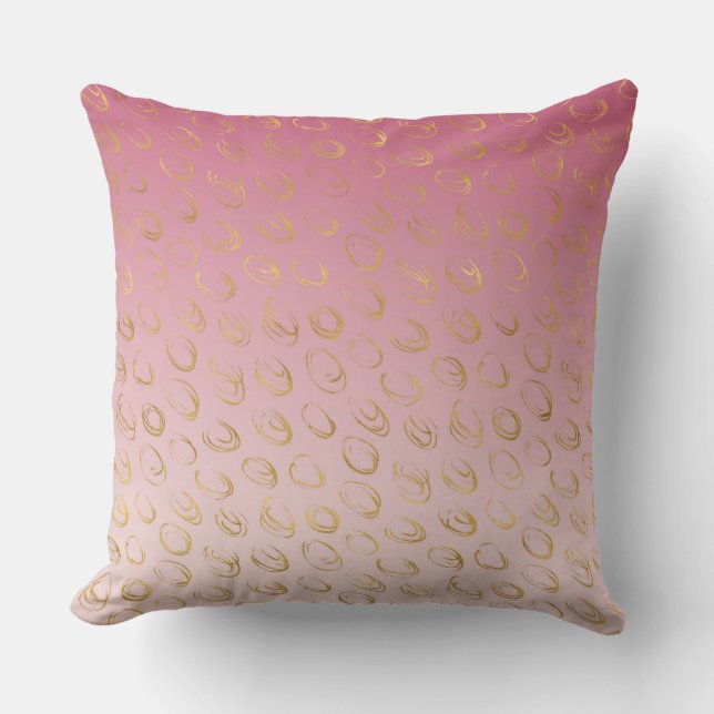 Coussin Cercles Chic Or Ombré Rose (Recto)