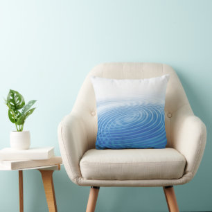 Coussin Cercles concentrés Abstraits des vagues bleues coo