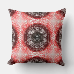 Coussin Cercles concentrés Tribal africain Imprimer rouge