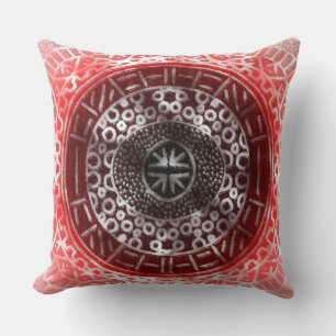 Coussin Cercles concentrés Tribal africain Imprimer rouge 