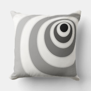 Coussin Cercles concentriques chic noir argent et blanc