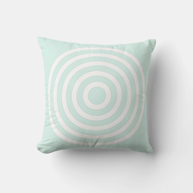 Coussin Cercles concentriques cyan vert pastel et blanc (Recto)