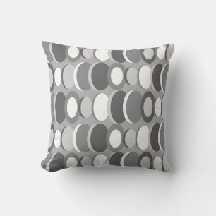 Coussin Cercles d'art Abstraits rétro gris