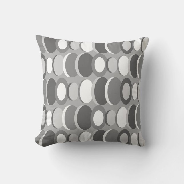 Coussin Cercles d'art Abstraits rétro gris (Recto)