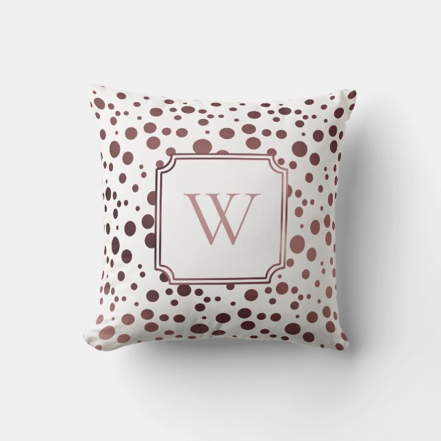 Coussin Cercles de Faux Rose Gold avec Monogramme sur Fond (Recto)