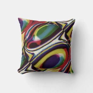 Coussin Cercles diagonaux noirs violet rouge or
