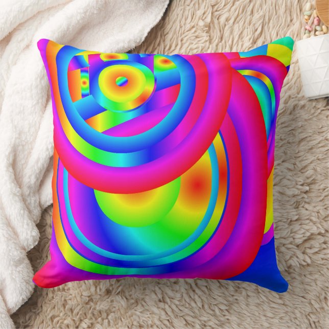 Coussin Cercles d'oreiller à jet de couleur (Couverture)