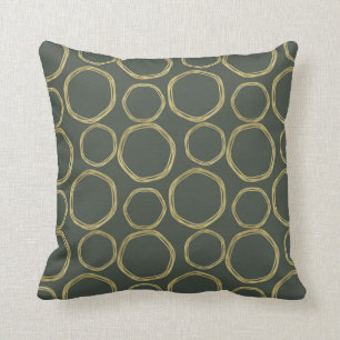 Coussin Cercles dorés et vert olive rustique moderne tenda