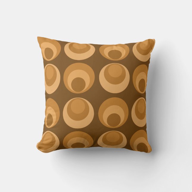 Coussin Cercles du milieu du siècle brûlés orange (Recto)
