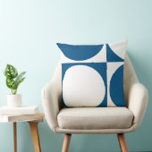 Coussin Cercles et carrés géométriques bleus et blancs élé (Chaise)