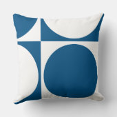 Coussin Cercles et carrés géométriques bleus et blancs élé (Verso)