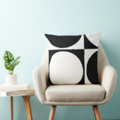 Coussin Cercles et carrés géométriques modernes noirs et b (Chaise)