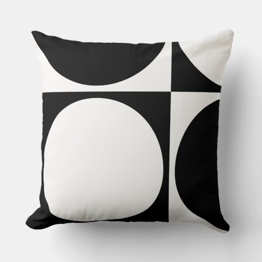 Coussin Cercles et carrés géométriques modernes noirs et b (Recto)