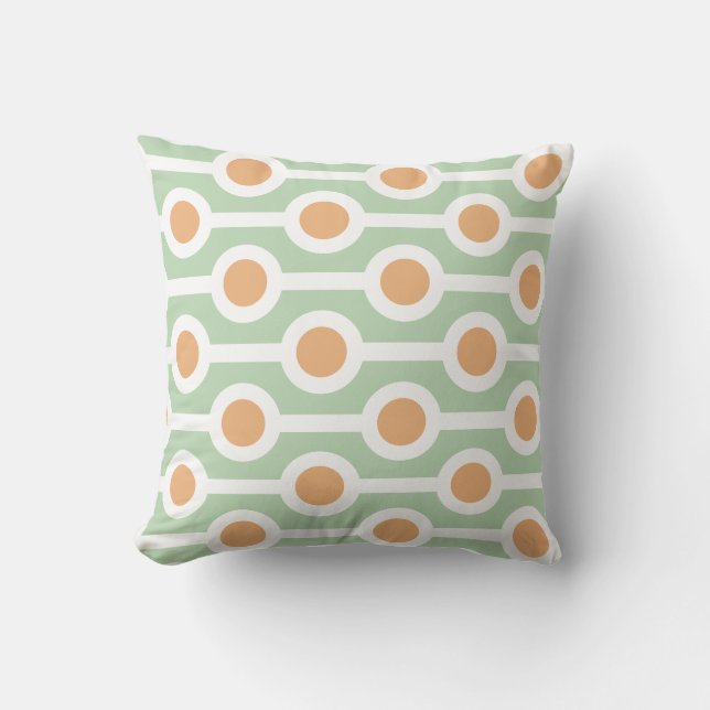 Coussin Cercles et rayures modernes sur fond vert clair (Recto)