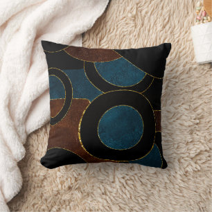 Coussin Cercles Géométriques Abstraits Or Paillettes Feuil