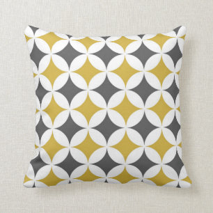 Coussin Cercles géométriques classiques dans la moutarde
