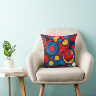 Coussin Cercles géométriques d'art pop rétro