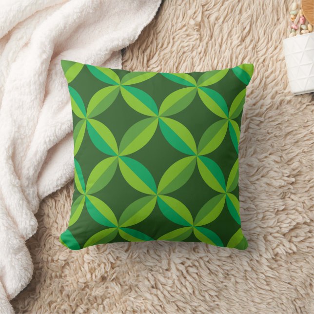 Coussin Cercles géométriques de milieu de siècle vert citr (Couverture)