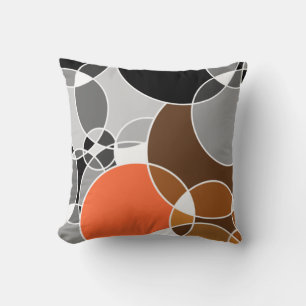 Coussin Cercles géométriques gris vif superposés
