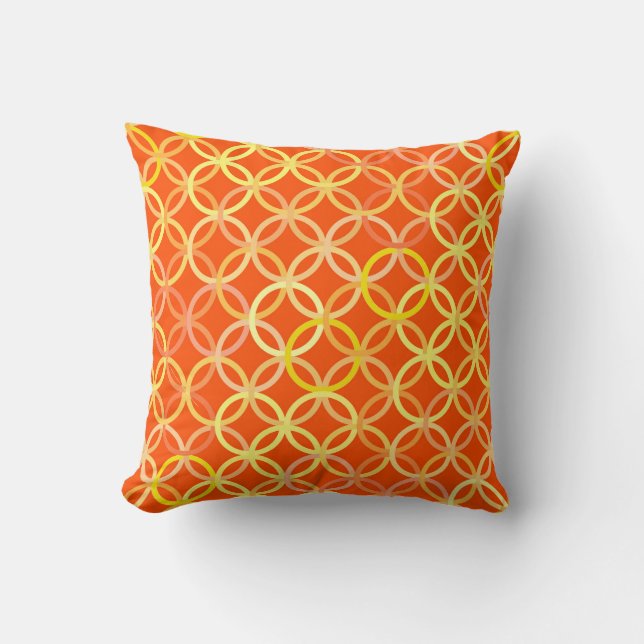 Coussin Cercles modernes de la moitié du siècle, mandarine (Recto)