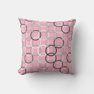 Coussin Cercles Modernes du milieu du XXe siècle, rose cor
