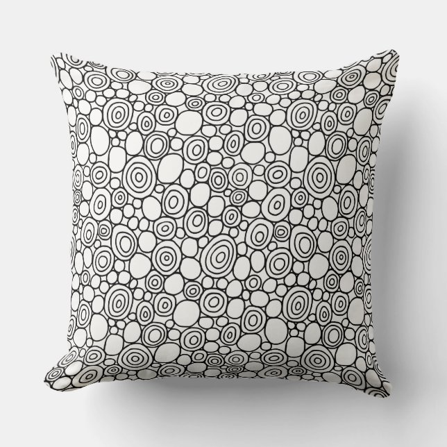 Coussin Cercles Motif 210819 - Noir et Blanc (Recto)