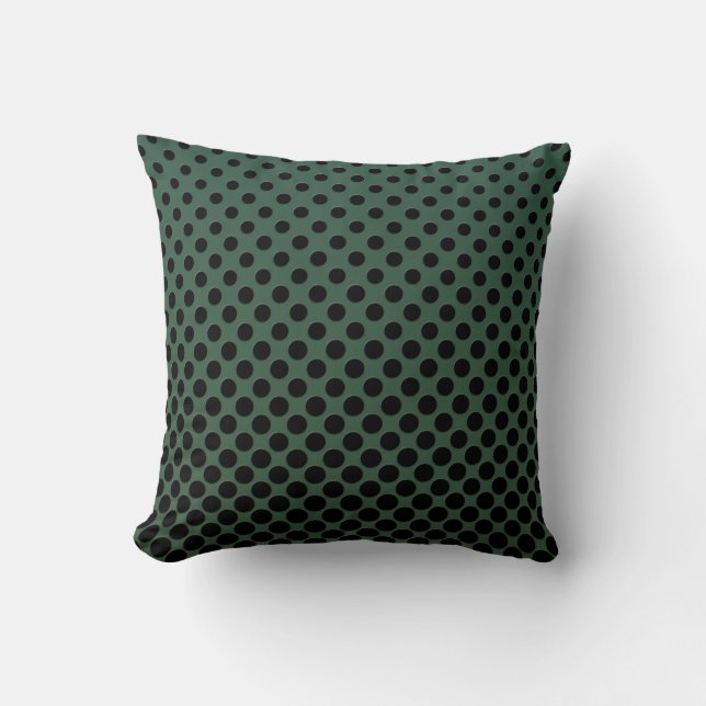 Coussin Cercles noirs en cascade sur fond vert foncé (Recto)
