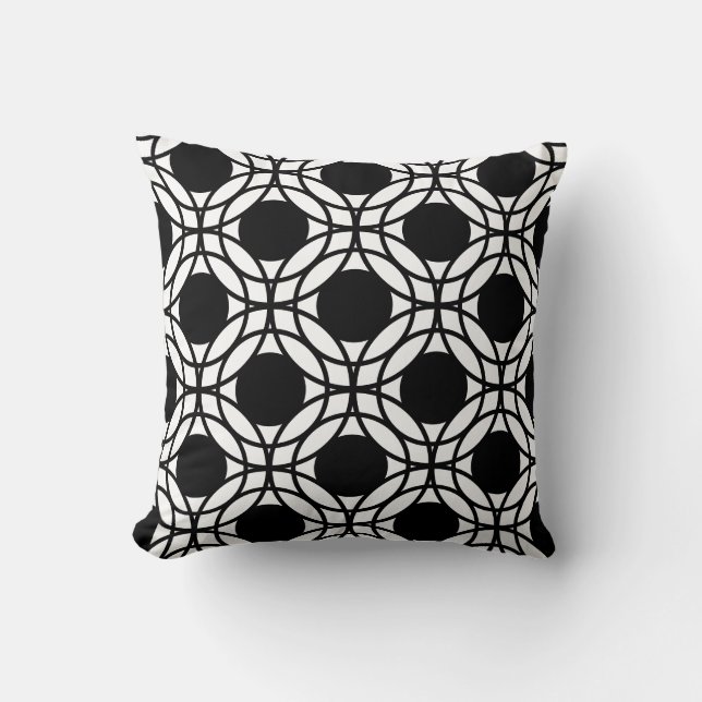 Coussin Cercles noirs et blancs Motif géométrique (Recto)