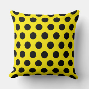 Coussin Cercles noirs sur fond jaune