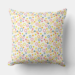 Coussin Cercles orange jaune turquoise Points
