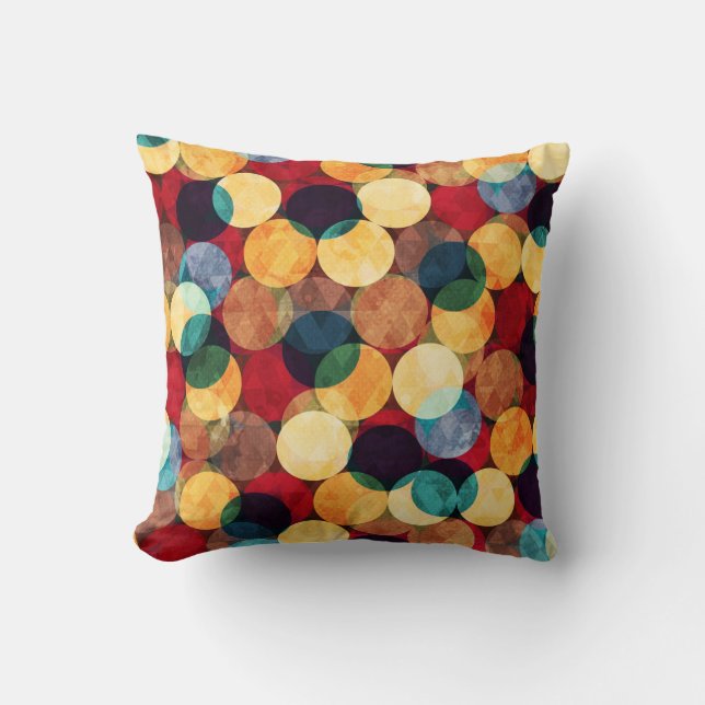 Coussin Cercles rétro, grunge texture sans couture motif. (Recto)