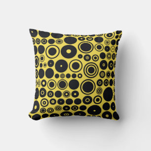 Coussin Cercles rétro jaunes, noirs