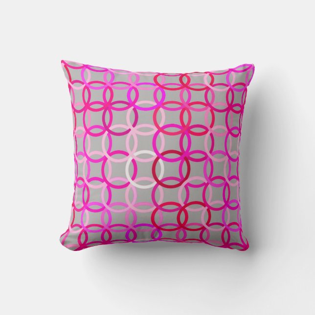 Coussin Cercles, rose, magenta et gris modernes de la (Recto)