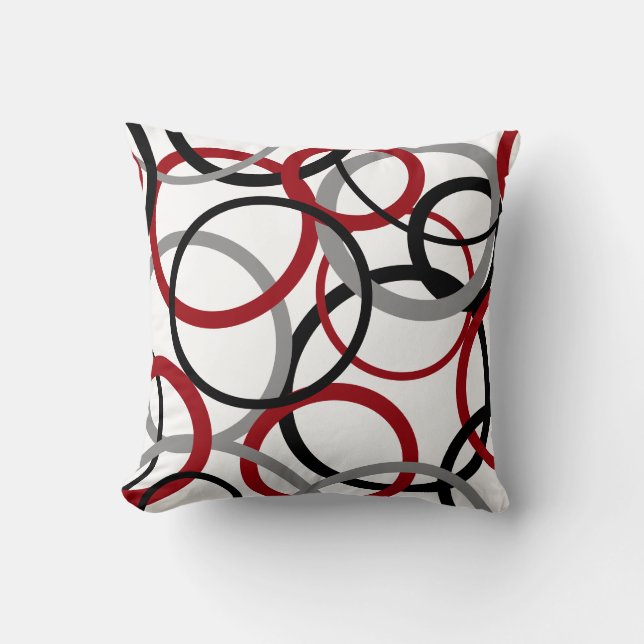 Coussin Cercles rouges, gris et noirs (Recto)