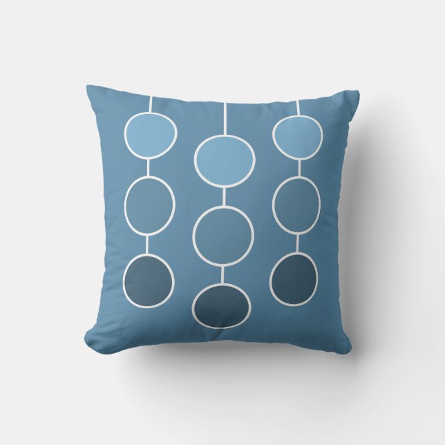 Coussin Cercles suspendus tendance sur fond bleu aviation (Recto)