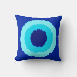 Coussin Cercles tribaux modernes de batik - cobalt et aqua