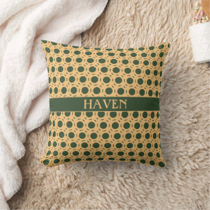 Coussin Cercles Vert Jaune Motif minimal