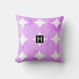 Coussin Cercles violets modernes   Monogramme